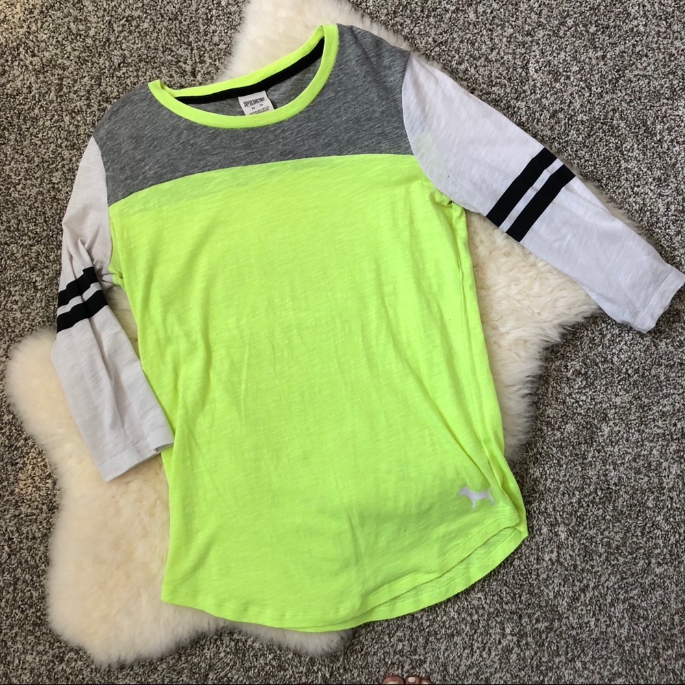 Victoria’s Secret PINK Neon Raglan Baseball Tee